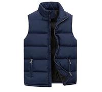 Work Trousers Men Women Winter Fashion Casual Plain Zip Collar Sleeveless Cotton Lined Vest Top Features Club Jogging Bottoms Men, navy, 6XL