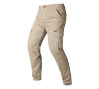 Work Trousers Men Zip Pockets | Work Cargo Trousers Men Slim fit Straight Legs Trousers Athletic-Fit Shooting Trousers Versatile Work Pants Camping Hiking Trousers Comfortable Cotton Trouser Khaki