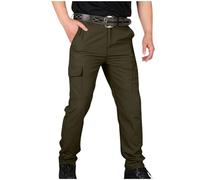 Work Trousers Mens Elasticated Waist Cargo Trousers Slim Fit Combat Trouser Stretch Tactical Trouser Walking Bottoms Lightweight Outdoor Breathable Hiking Trousers