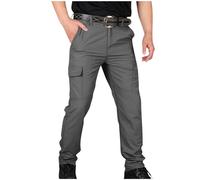 Work Trousers Mens Elasticated Waist Cargo Trousers Slim Fit Combat Trouser Stretch Tactical Trouser Walking Bottoms Lightweight Outdoor Breathable Hiking Trousers