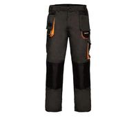 Work Trousers Multi Pockets Cargo 2 Flip-Out Pockets, Knee Pads, Grey-Orange, Hard-Wearing Triple Stitched Seams, Comfortable and Durable for Professionals (40/42, NO kneepads)