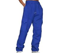 Work Trousers Women Elasticated Waist | Black Cargo Pants Women Baggy Fitness Tactical Trousers Drawstring Combat Straight Leg Lightweight Track Joggers Soft Pants Bottoms