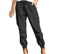 Work Trousers Women's Stretch Summer Black Fabric Trousers Women's Elegant Casual Trousers Comfortable Soft Vintage Summer Trousers Esprit Airy Work Wear Sports Trousers High Waist Straight Leg