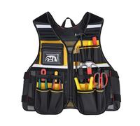 Work Vest Tool Non-Slip Tool Vest with Multiple Compartments Robust Safety Vest for Craftsmen Construction Workers Mechanics Workshop & Construction Site