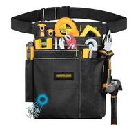 WORKADE Heavy Duty 8-Pockets Single Side Tool Belt for Men & Women-Adjustable Quick-Release Buckle Tool Belt for Electrician, Carpenter, Plumber. (Black, Adjustable)