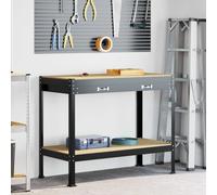 Workbench Black 114x54x91cm Engineered Wood & Metal Work Surface with Drawer 1pc