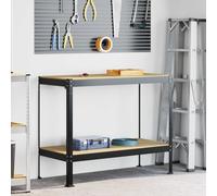 Workbench Black 115x55x91cm Engineered Wood & Metal with Drawer & Pegboard Desk