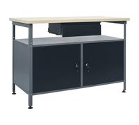 Workbench Black 120x60x85cm Steel & Engineered Wood Heavy-Duty 300kg Adjustable