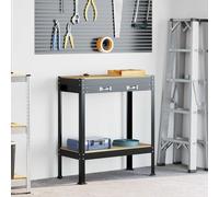 Workbench Black 80x40x91cm Engineered Wood & Metal, Drawer, Pegboard, 150kg 2pc.