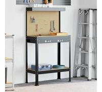 Workbench Black 81x41x145cm Engineered Wood & Metal Garage Table with Drawer Pro