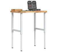 Workbench Dark Brown Acacia 80x60cm Rectangular Grey Adjustable Metal Legs ProXL