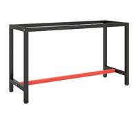 Vidaxl Work Bench Frame Matte Black And Matte Red 140X50X79 Cm Metal
