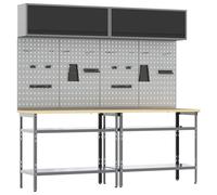 Workbench Powder-Coated Steel Black & Grey 200x55x200cm Heavy-Duty Storage Metal