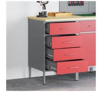Workbench Red Engineered Wood & Steel 50x55x85cm With Drawer Durable Indoor