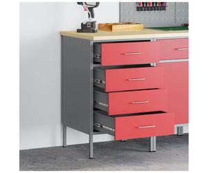Workbench Red Engineered Wood & Steel 50x55x85cm With Drawer Durable Indoor