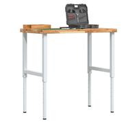 Workbench Solid Acacia Wood 80x60 cm Height Adjustable Black Powder Frame Legs.