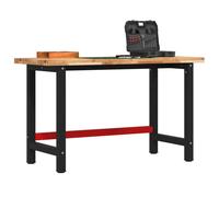 Workbench Solid Acacia Wood Dark Brown 140 x 60 x 83 cm Powdercoated Metal Frame