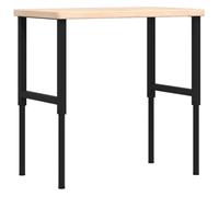 Workbench Solid Oak 100 x 60 x (73-99.5) cm Rectangular Height Adjustable Metal Frame Work Table Workshop Garage DIY Hobby Room