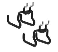 Workbench Storage Hooks for Standard 1/4 Inch Pegboard, Square Steel Hanger Pair with Two Prong Frame, 2 Count Tool Room Wall Supporters Storage Drill Holder Utility Hook Panel Mount Basement
