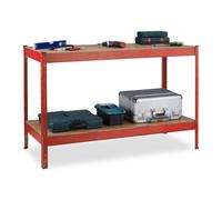 Workbench Tool Table Heavy-Duty Bench Adjustable Work Surface Two-Tier 600 kg
