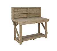 Workbench With Back Panel Indoor/Outdoor - Pressure Treated - Heavy Duty - Handmade Garage Workshop Work Table (5ft)