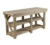 Workbench With Double Shelf Indoor/Outdoor - Pressure Treated - Heavy Duty - Handmade Garage Workshop Work Table (8ft)