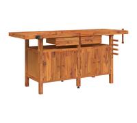 Workbench with Drawers and Vices Workshop Craft Table Solid Wood Acacia vidaXL
