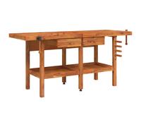 Workbench with Drawers and Vices Workshop Craft Table Solid Wood Acacia vidaXL