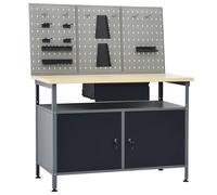 Workbench with Three Wall Panels Work Table Tool Bench Workstation vidaXL
