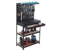 Relaxdays Workbench with pegboard & drawer