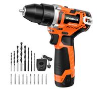WorkBless 12V Cordless Drill, Brushless Power Drill with LCD Smart Display, 30 Torque Setting, 3/8'' Keyless Chuck, 18Pcs Drilling Driver Bits, 2.0Ah Battery & Charger Included(Orange)