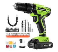 WorkBless 21V Power Drill with Battery 2000mAh and Charger Green