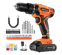 WorkBless Cordless Drill, 21V Power Drill with Battery 2000mAh and Charger, 40N.m Max, 3/8'' Keyless Chuck, 20+1 Torque Hammer Drills with 2 Speed, 28pcs Drills Set(Orange)