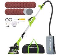 WorkBless Drywall Sander, 1050W 7.2A Popcorn Ceiling Removal Tool, Automatic Drywall Sander with Vacuum Dust Collector, 7 Variable Speed 1000-2100RPM, 15Pcs