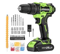 WorkBless WORKBLESS 21V Power Drill Set, Cordless Drill with Battery and Charger, 3/8'' Keyless Chuck, Variable Speed, 18+1 Torque Setting, Tool Set with 28pcs Bits(1 Battery)