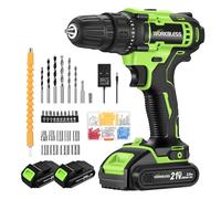 WorkBless WORKBLESS 21V Power Drill Set, Cordless Drill with Battery and Charger, 3/8'' Keyless Chuck, Variable Speed, 18+1 Torque Setting, Tool Set with 28pcs Bits(2 Batteries)