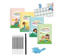 Workbook Fast-Track Young Minds, 4 PCS Magic Grooved Writing Practice Copybook, Reusable Preschool Magic Grooved Writing Practice
