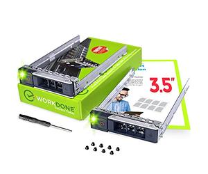 WorkDone 2-Pack 3.5" Drive Caddy - Compatible for Dell PowerEdge - 14th Gen R340 R440 R540 R640 R740 R740xd2 R6415 R7415 R7425 XC640-10 XC740xd-12 - Hot Swap SAS SATA Tray - with Setup Manual