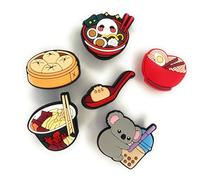 Worked Like a Charm 6pcs Asian Food Ramen Noodles Steamed Dumplings Boba Tea Shoe Charms for Clog Shoes Decoration Gift