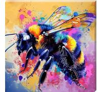 Worker Bee Colour Splash Canvas Wall Art Picture (16” x 16”)
