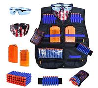 WORKER Kids Tactical Vest Kit for Nerf Guns N-Strike Elite Series with 40 Standard Refill Darts, 2 Reload Magazine, Dart Bag, Tactical Masks, Dart Belt Feed and Safety Glasses for Boys