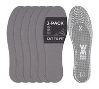 Worker Walker Grey Fresh Pro - Set of 6 - Insoles for Shoes Boots, Perforated for Air Circulation, Odour Busting Activated Carbon Inserts for Men and Women - 36 EUR / 5 US Woman - 46 EUR / 13 US Man