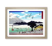 Workers Beneath Fuji By Utagawa Hiroshige Asian Japanese Framed Print | A2 Oak Framed Wall Art | Ready to Hang | Asian Landscape Picture | Living Room Bedroom Lounge Office