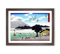 Workers Beneath Fuji By Utagawa Hiroshige Asian Japanese Framed Print | A4 Walnut Framed Wall Art | Ready to Hang | Asian Landscape Picture | Living Room Bedroom Lounge Office