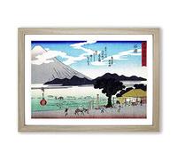 Workers Beneath Fuji by Utagawa Hiroshige Framed Print | A2 Oak Framed Wall Art | Ready to Hang | Asian Landscape Picture | Living Room Bedroom Lounge Office