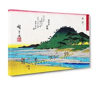 Workers Crossing The Bridge By Utagawa Hiroshige Canvas Print | Gallery Wrapped 30mm Frame Wall Art | 20x14 inches | Ready to Hang | Asian Cityscape Picture | Living Room Bedroom Lounge Office