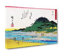 Workers Crossing the Bridge by Utagawa Hiroshige Canvas Print | Gallery Wrapped 30mm Frame Wall Art | 30x20 inches | Ready to Hang | Asian Cityscape Picture | Living Room Bedroom Lounge Office