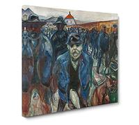Workers On Their Way Home by Edvard Munch Canvas Print | Gallery Wrapped 30mm Frame Wall Art | 14x14 inches | Ready to Hang | Modern Picture | Living Room Bedroom Lounge Office
