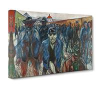 Workers On Their Way Home By Edvard Munch Canvas Print | Gallery Wrapped 30mm Frame Wall Art | 30x20 inches | Ready to Hang | Classic Picture | Living Room Bedroom Lounge Office