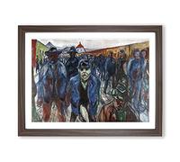Workers On Their Way Home By Edvard Munch Classic Painting Framed Print | A2 Walnut Framed Wall Art | Ready to Hang | Classic Historical Picture | Living Room Bedroom Lounge Office